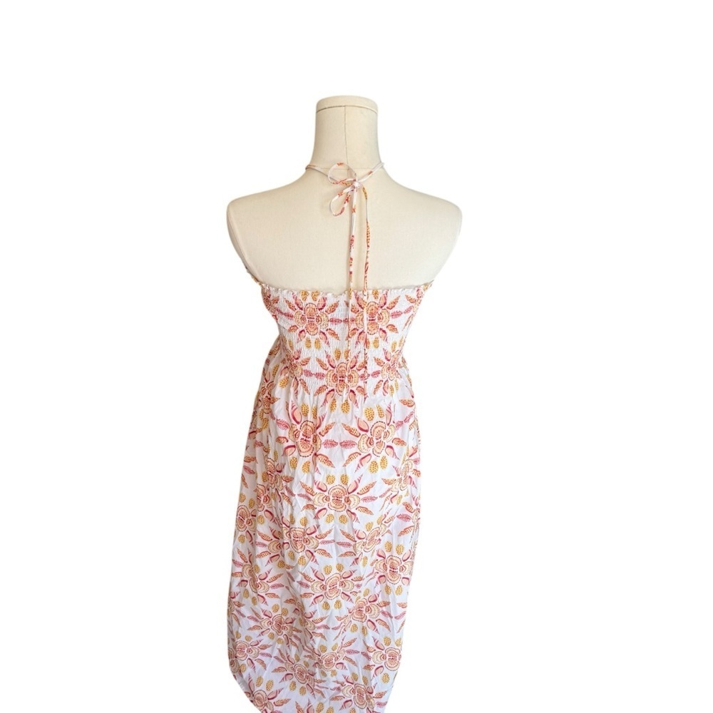 HILL HOUSE HOME  - Lucy Nap Dress Orange Floral Strapless Maxi Dress Sz M - Picture 6 of 8